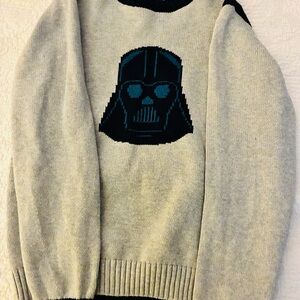 Janie and Jack Gray Sweater with Black and Blue Graphic